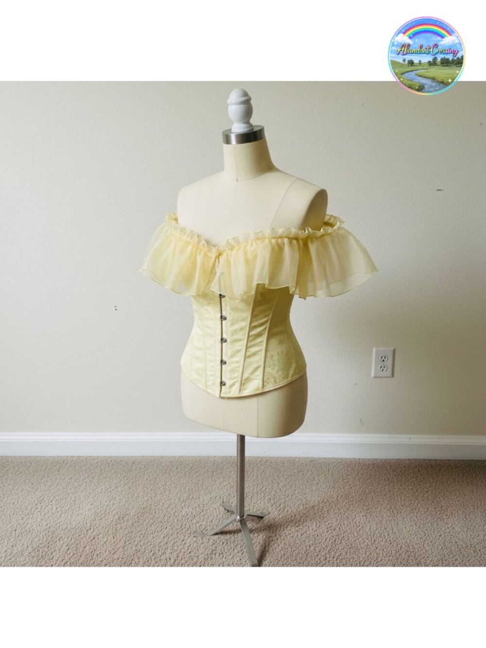 Satin Jacquard Overbust Corset Top Lace Up Bustier Renaissance Costume